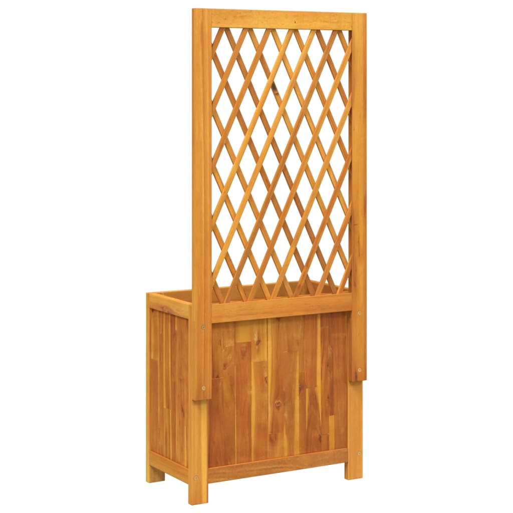 Jardinière avec treillis et étagère en acacia massif 55x29,5x132 cm v5626 - Vetonek