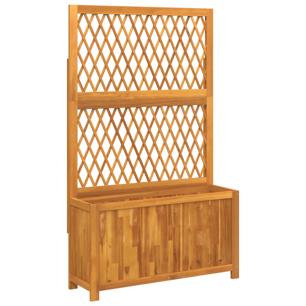Jardinière Vetonek avec treillis et étagère en acacia massif 100x32x165 cm