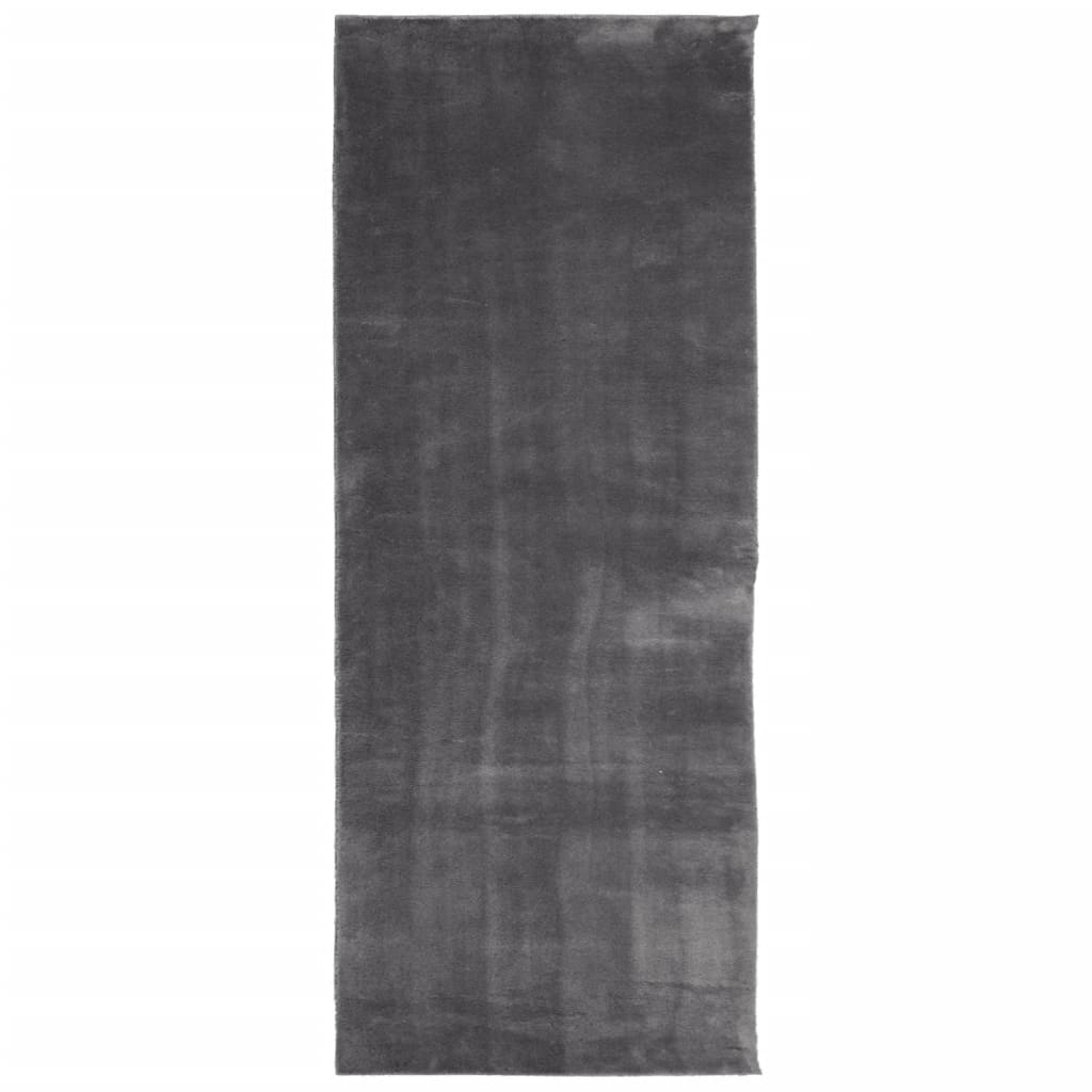 Alfombra de pelo corto suave lavable HUARTE antracita 80x200 cm