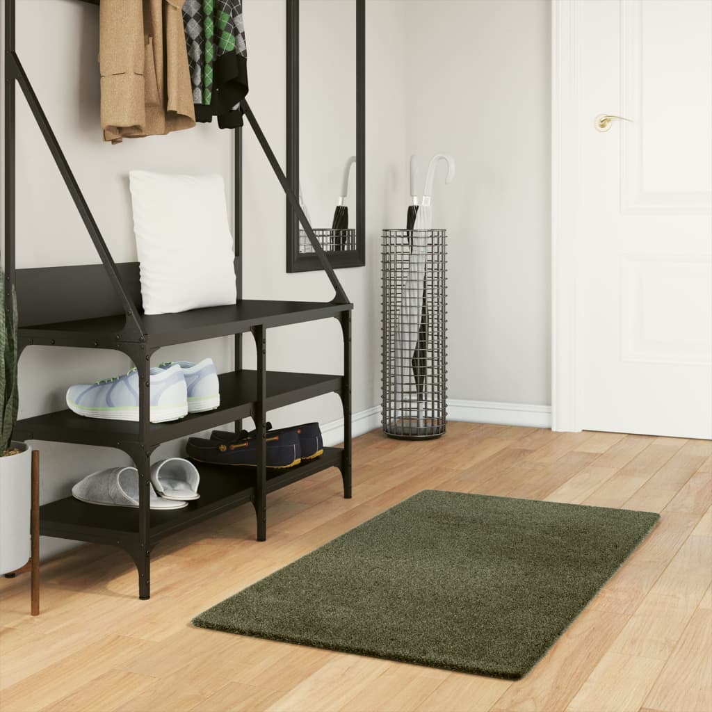 Huarte tapis doux lavable à poils courts vert forêt 60x110 cm v6906 Vetonek