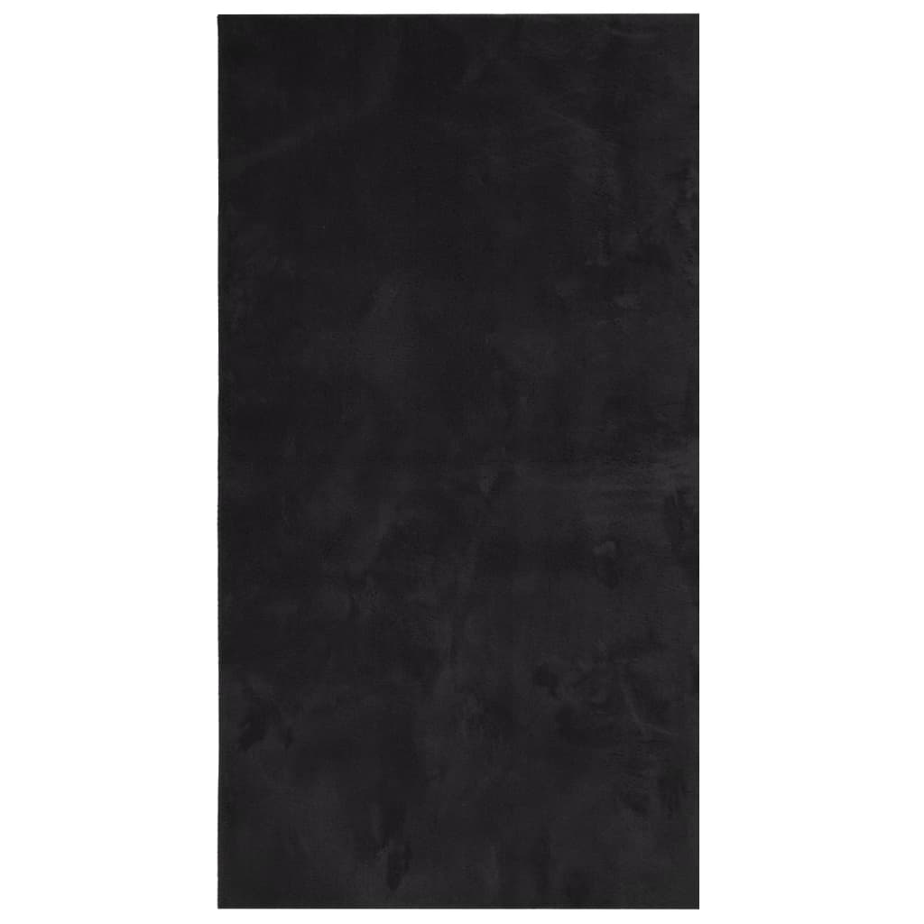 Alfombra de pelo corto suave lavable HUARTE negro 80x150 cm