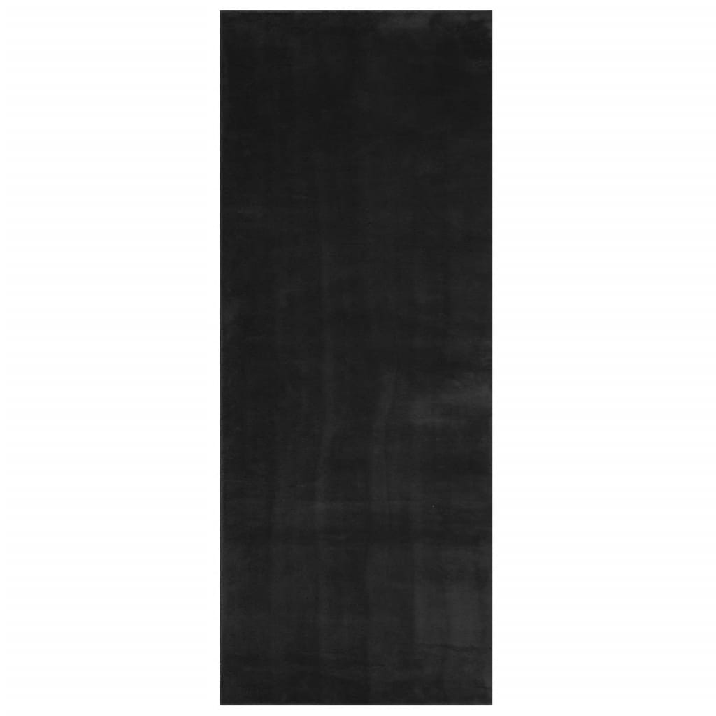 Alfombra de pelo corto suave lavable HUARTE negro 80x200 cm