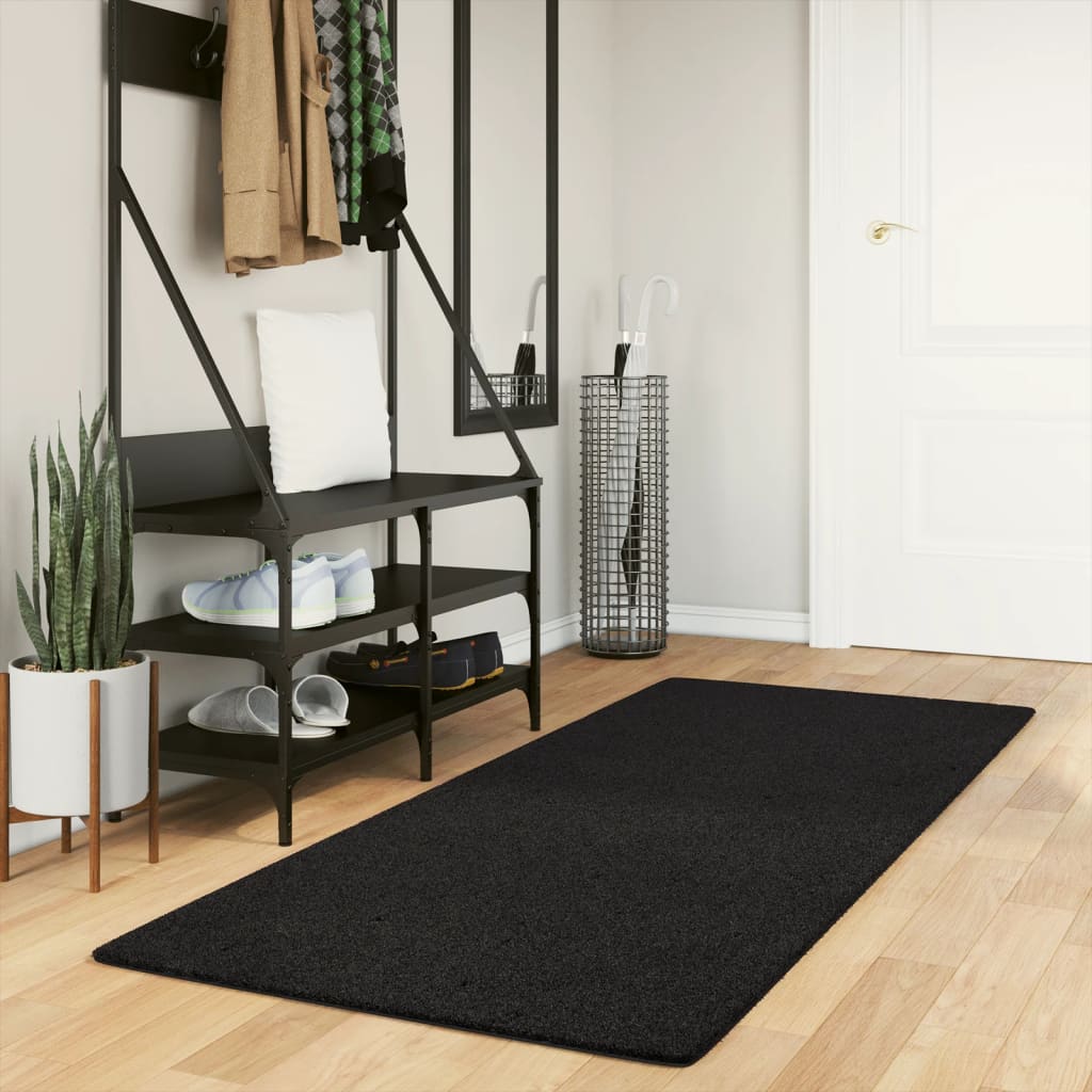 Vetonek Alfombra de pelo corto suave lavable HUARTE negro 80x200 cm