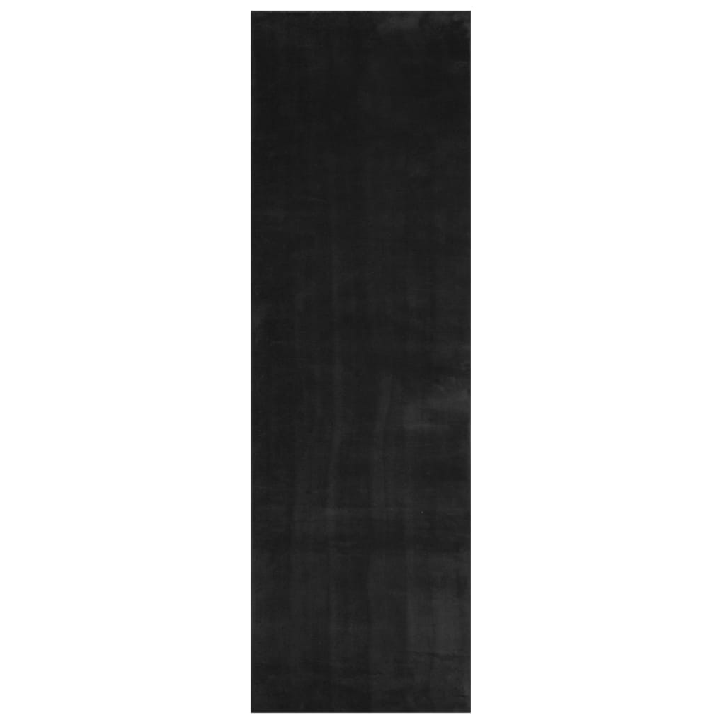 Alfombra de pelo corto suave lavable HUARTE negro 80x250 cm