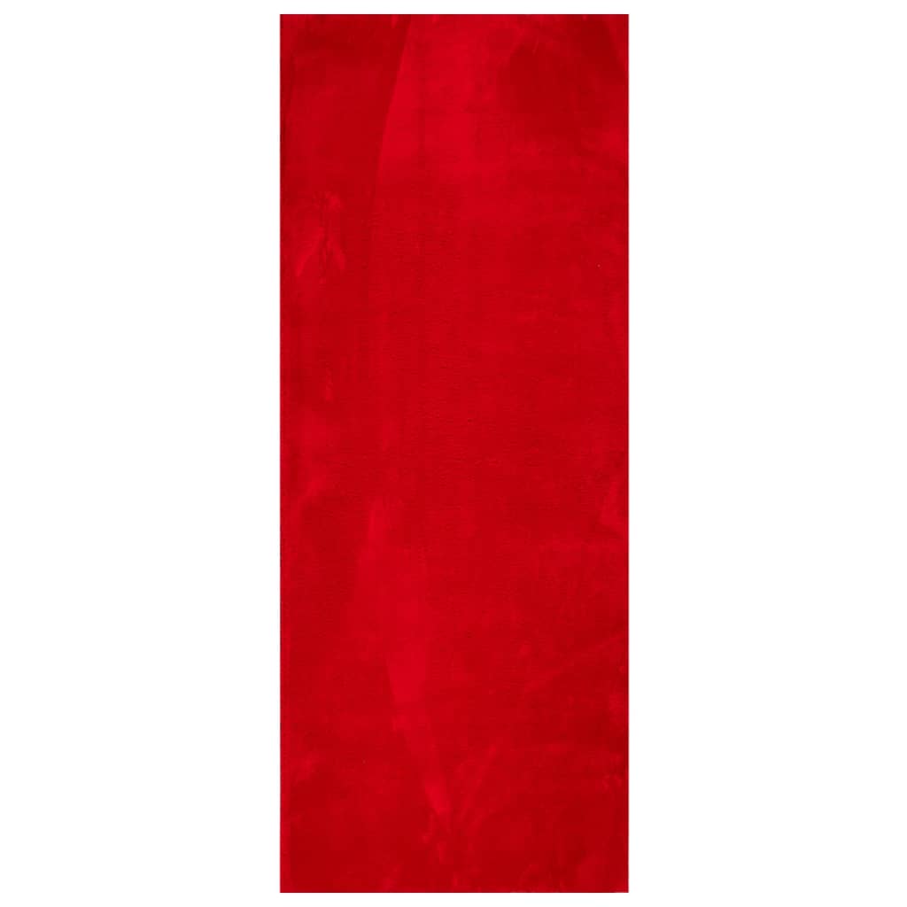 Carpete de cabelo curto macio huarte vermelho 80x200 cm