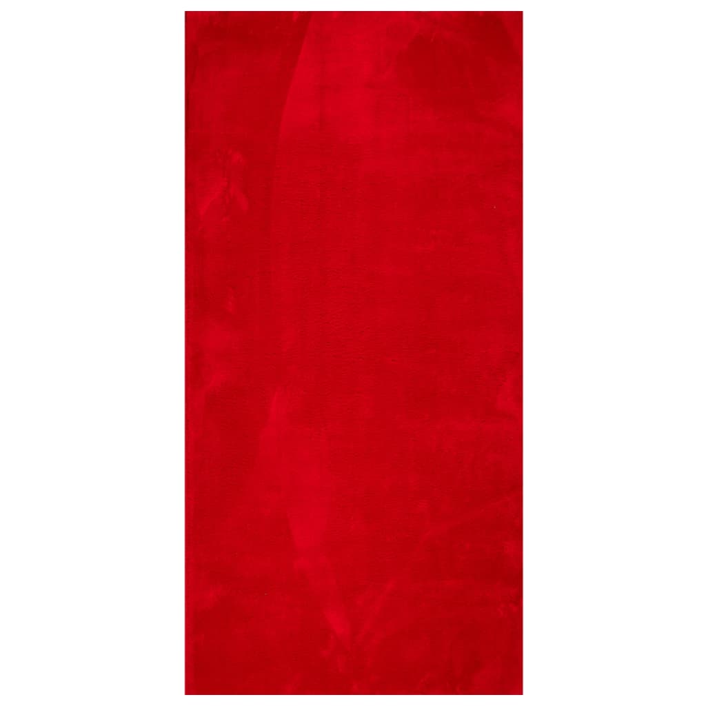 Carpete de cabelo curto macio Huarte Red 100x200 cm