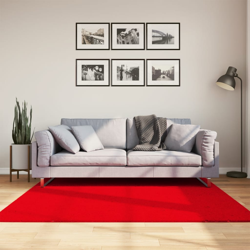 Vetonek Alfombra de pelo corto suave lavable HUARTE rojo 160x160 cm