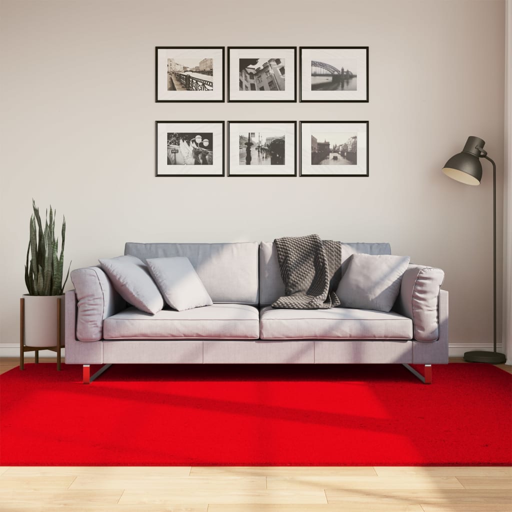 Carpet de cabelo curto macio vermelho 160x230 cm huarte