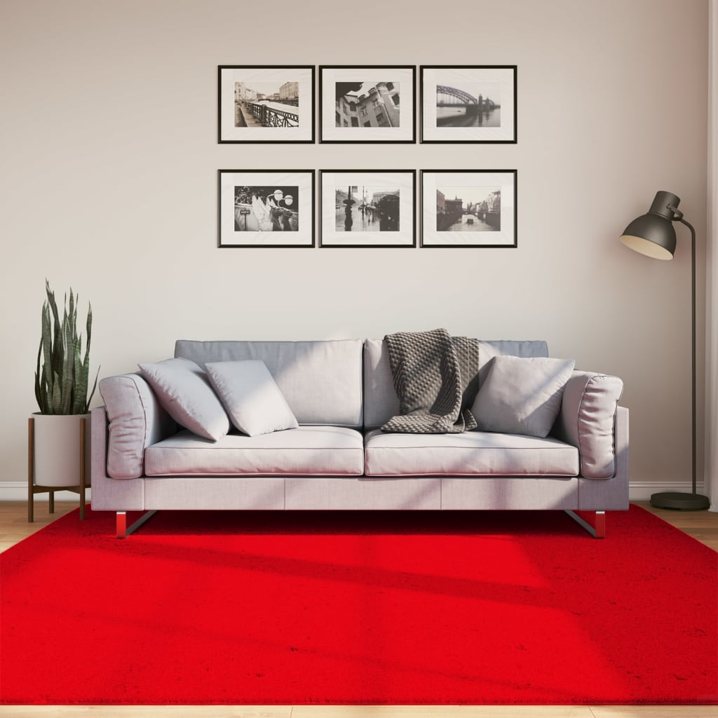 Vetonek Alfombra de pelo corto suave lavable HUARTE rojo 200x200 cm