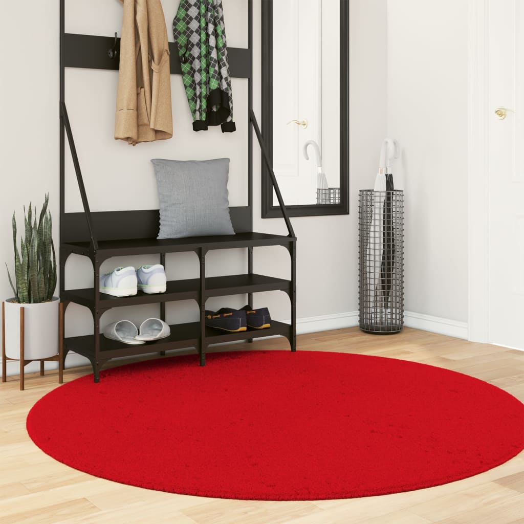 Vetonek Alfombra de pelo corto suave lavable HUARTE rojo Ø 160 cm