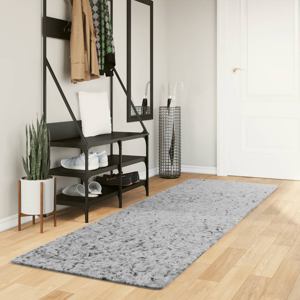 Vetonek Alfombra peluda de pelo largo moderna PAMPLONA gris 80x250 cm