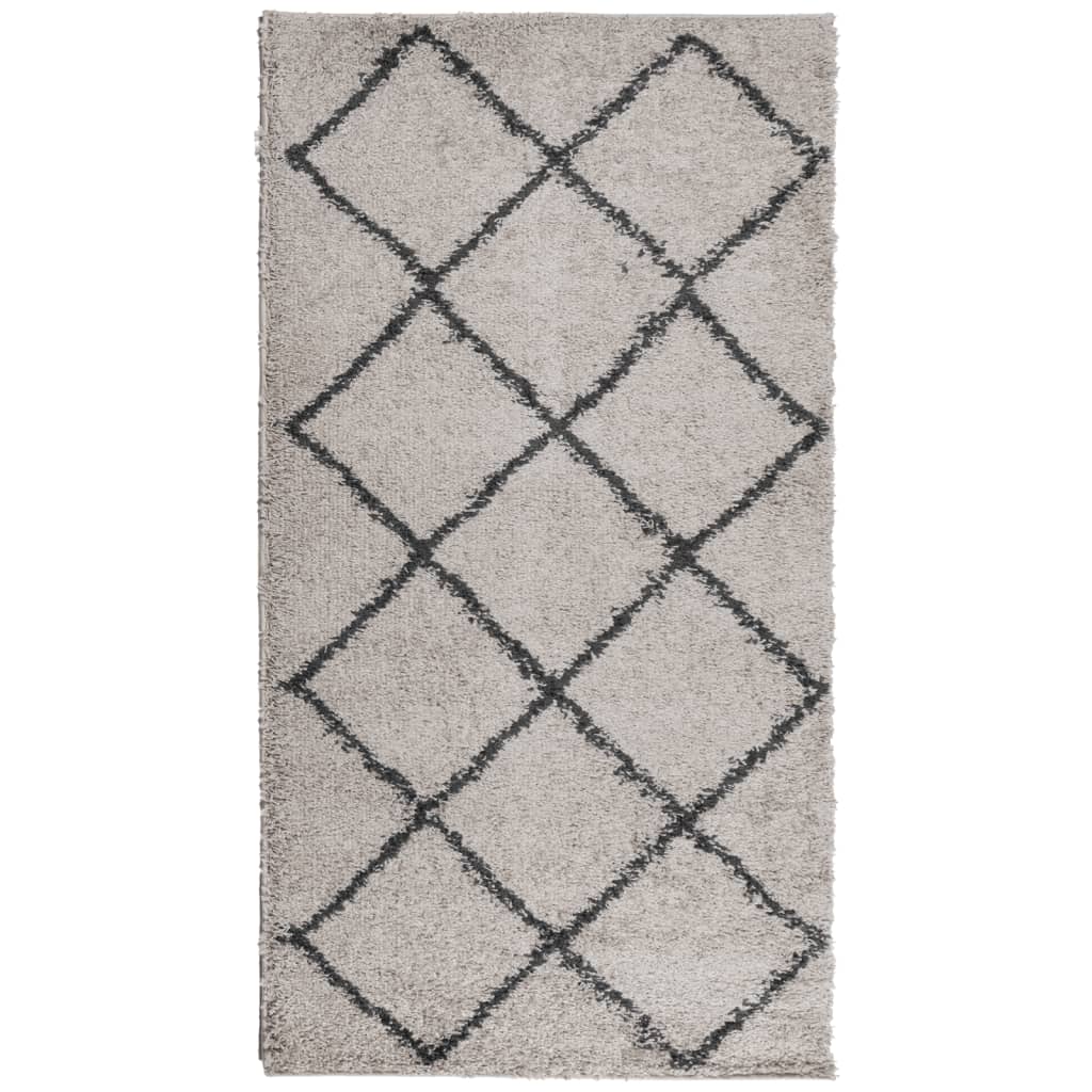 Alfombra pelo largo moderna PAMPLONA beige antracita 60x110 cm