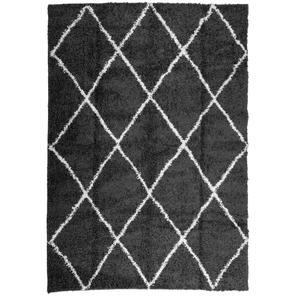 Modern Long Hair Carpet Pamplona Black and Cream 120x170cm