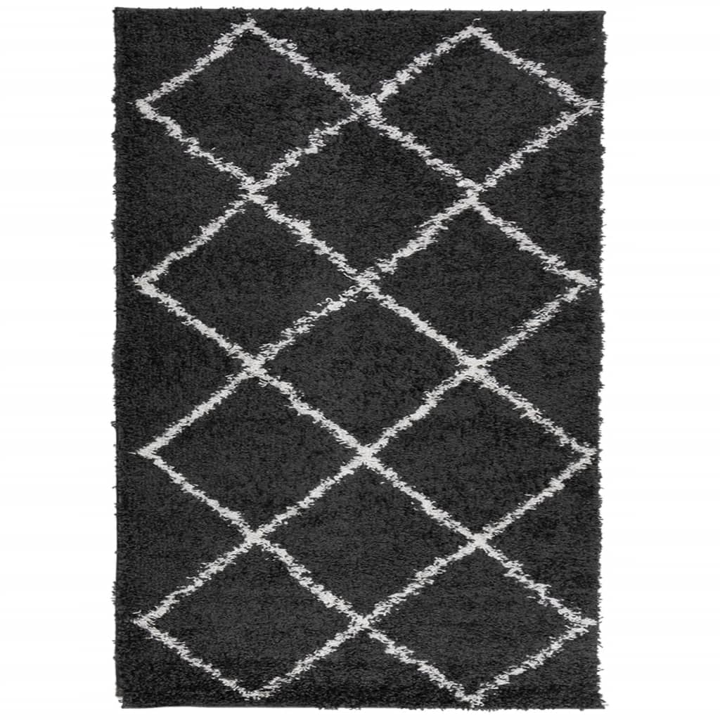 Moderno Longo Hair Carpet Pamplona Black and Cream 140x200cm