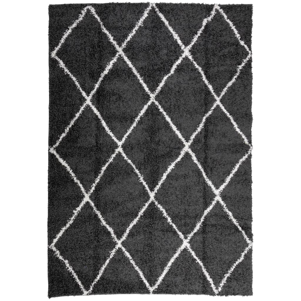 Moderno Longo Hair Carpet Pamplona Black and Cream 160x230cm