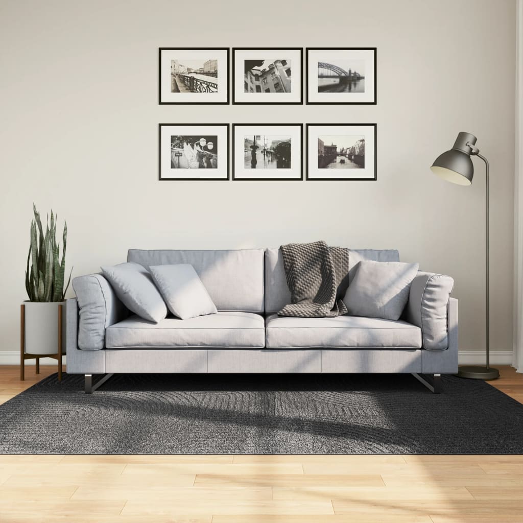 Carpete de cabelo curto Scandinavo iza antracite 140x200 cm