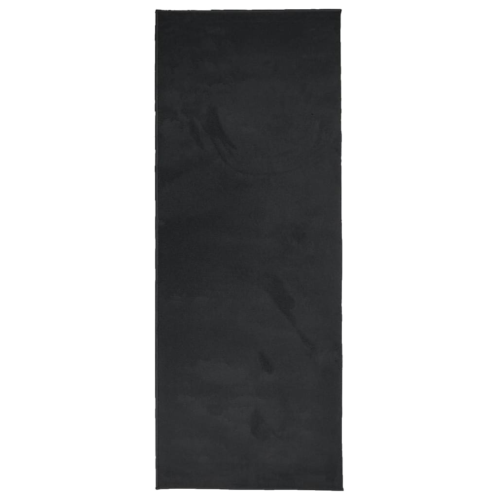 Carpete de cabelo curto preto 80x200 cm