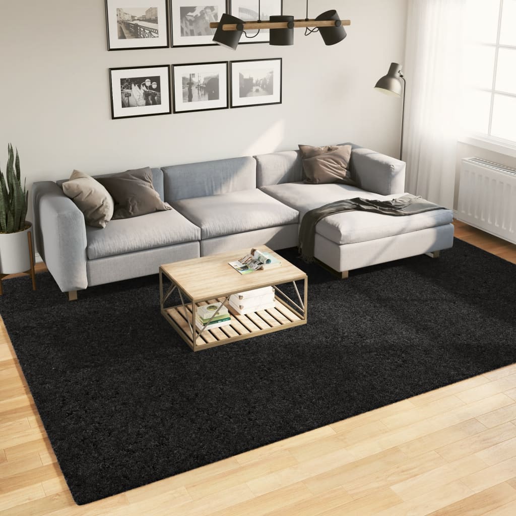 Black Oviedo Hair Short Carpet 240x340 cm