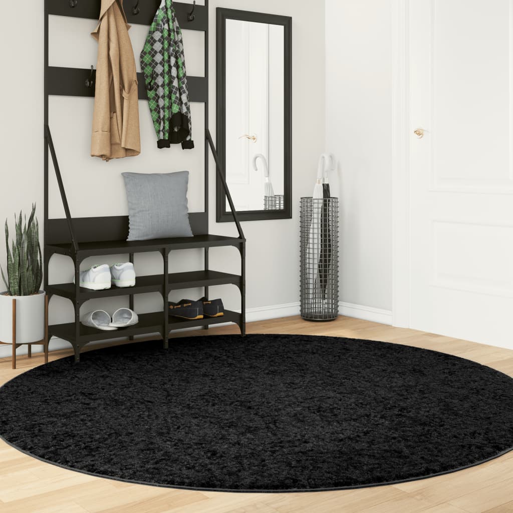 Tapis à poils ras Oviedo noir ø 200 cm v1702 Vetonek