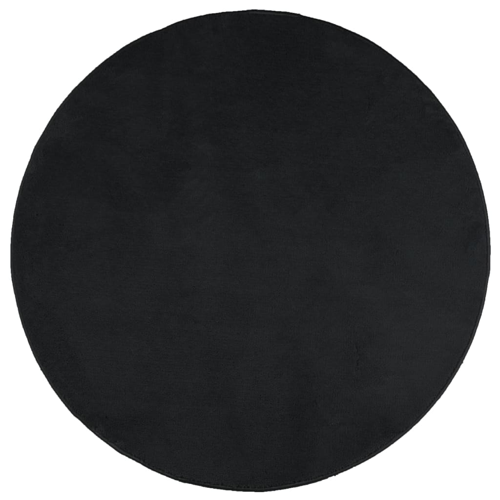 Black Oviedo Hair Short Hair Carpet Ø 240 cm