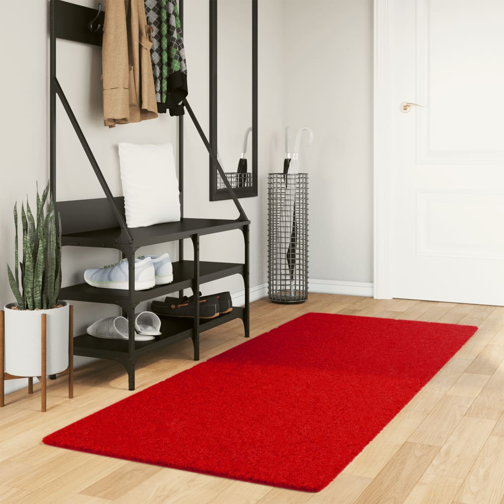 Red Oviedo Hair Short Carpet 80x200 cm