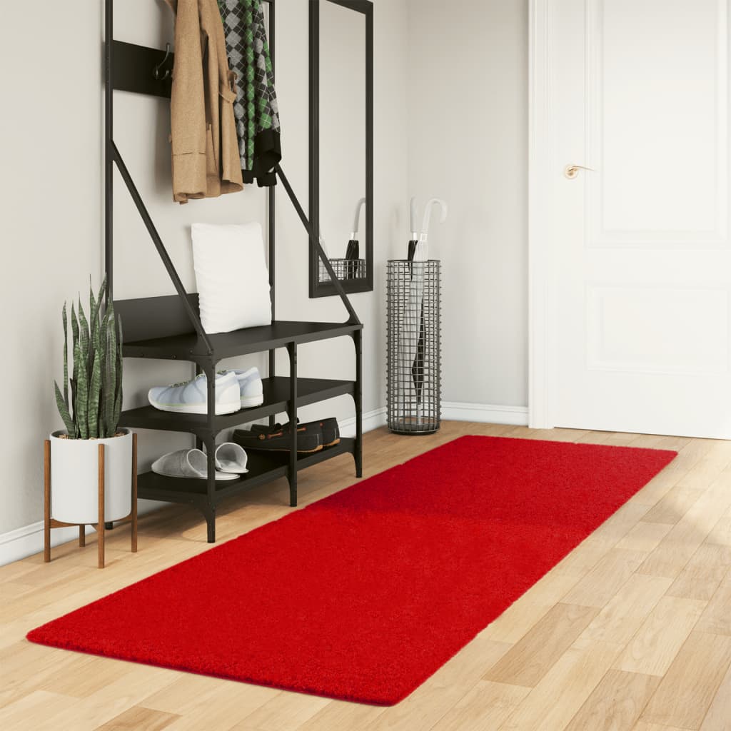 Red Oviedo Hair Short Carpet 80x250 cm