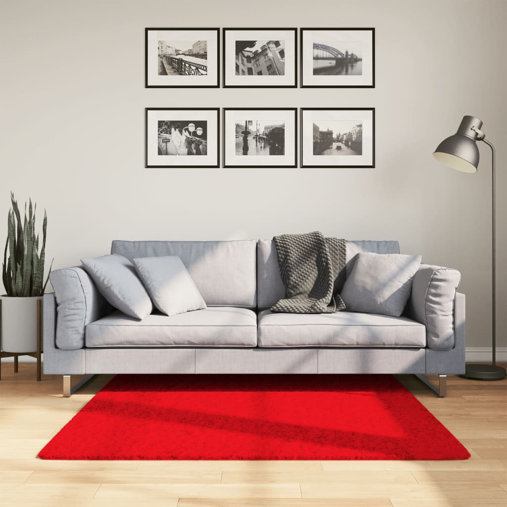 Red Oviedo Hair Short Carpet 120x120 cm