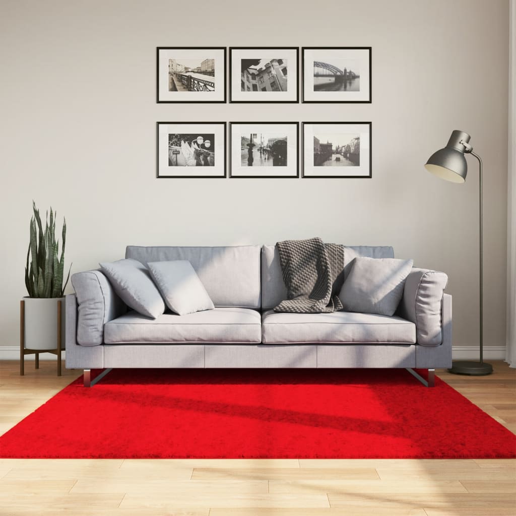 Red Oviedo Hair Short Carpet 160x160 cm