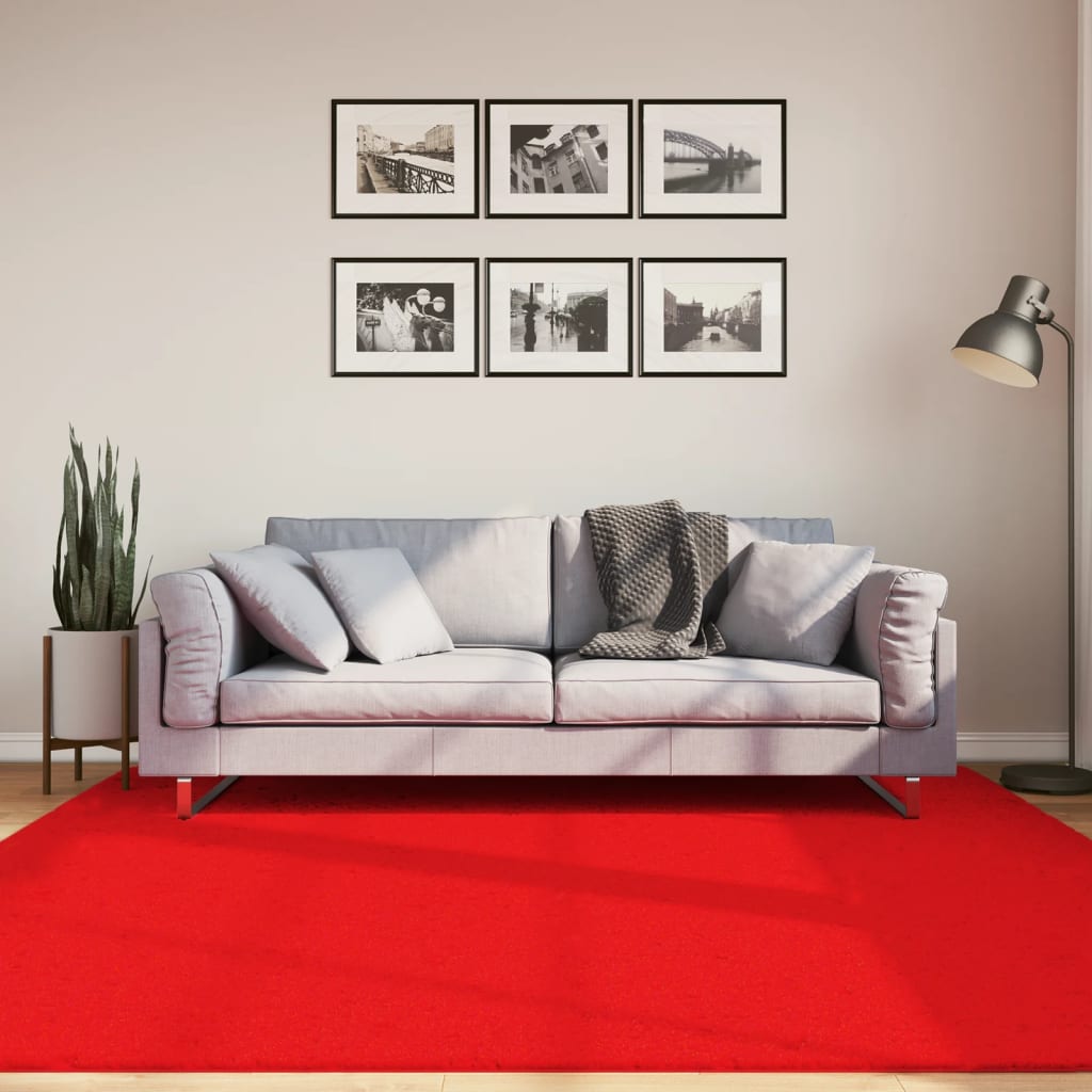 Red Oviedo Hair Short Carpet 200x200 cm