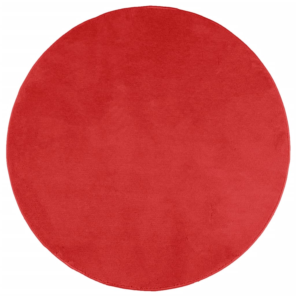 Red Oviedo Hair Short Hair Carpet Ø 100 cm