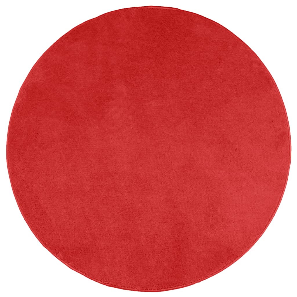 Red Oviedo Hair Short Hair Carpet Ø 120 cm