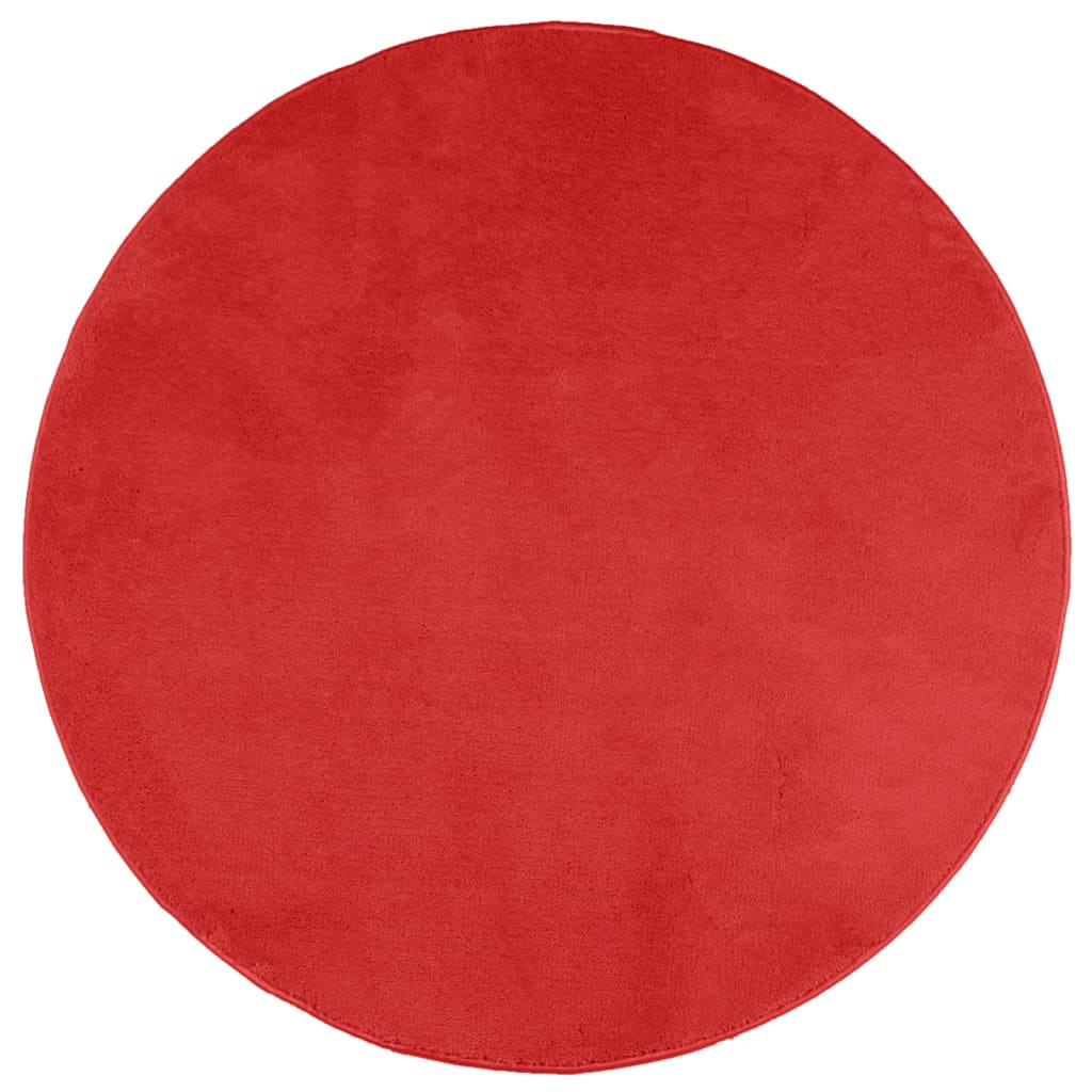 Red Oviedo Hair Short Hair Carpet Ø 160 cm