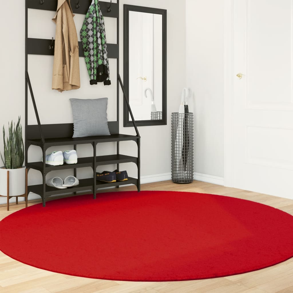 Red Oviedo Hair Hair Carpet Ø 200 cm