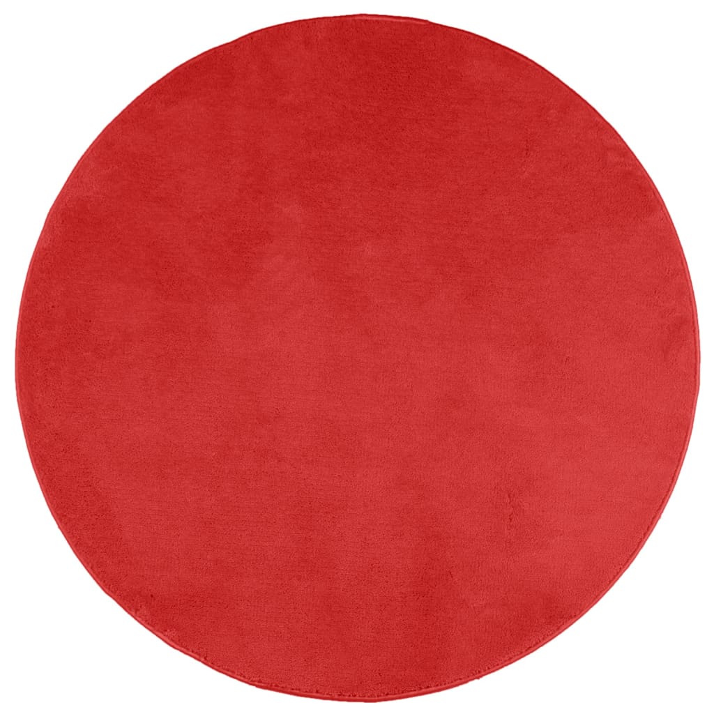 Red Oviedo Hair Short Hair Carpet Ø 240 cm