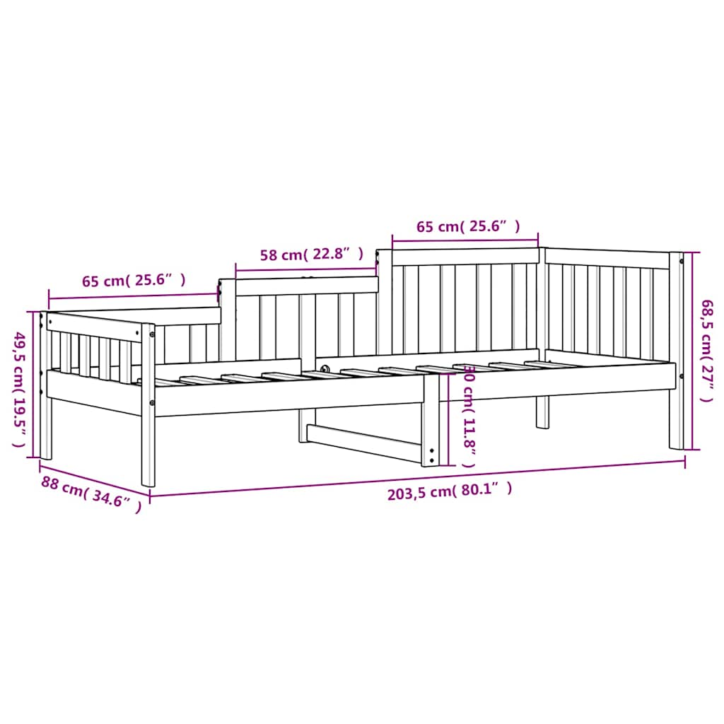 Sofa Ohe Wood Black Pin Black 80x200 cm