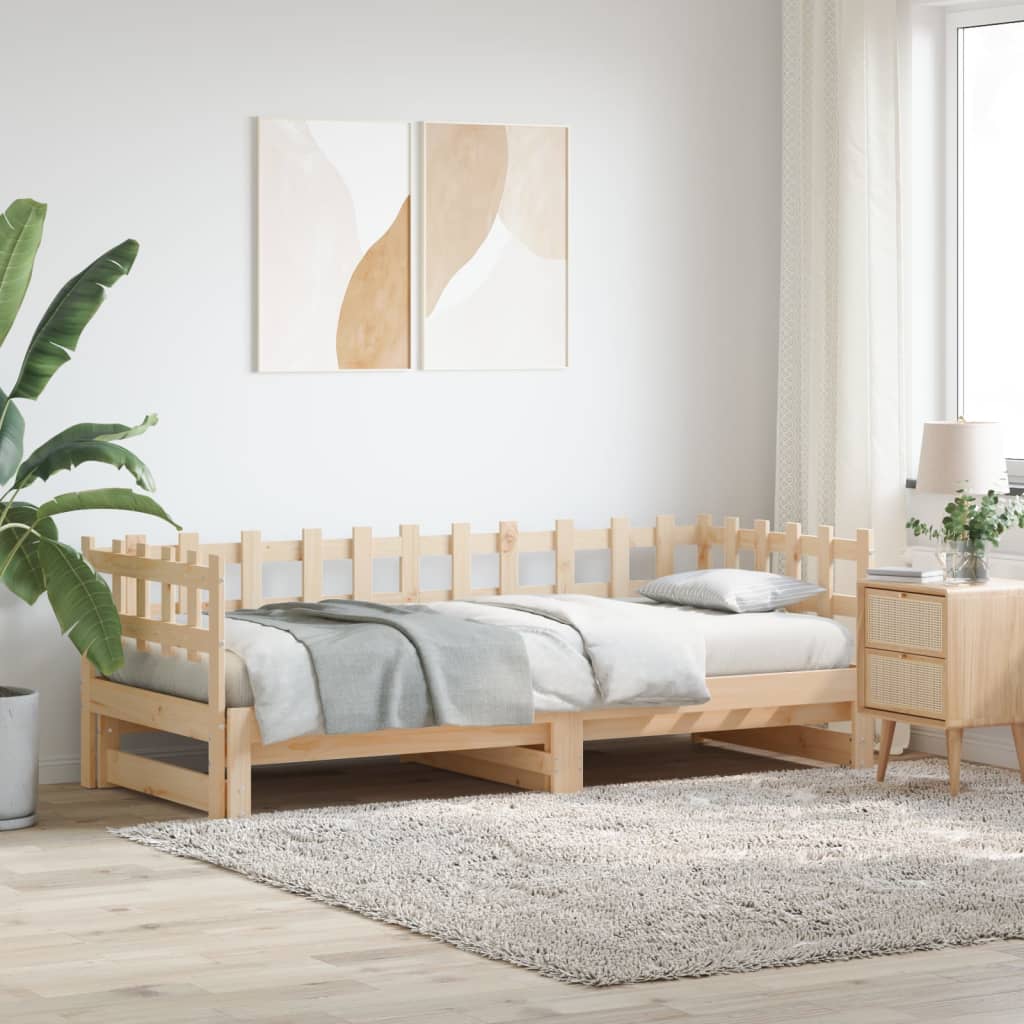 Vetonek Sofá cama extraíble madera maciza de pino 2x(80x200) cm