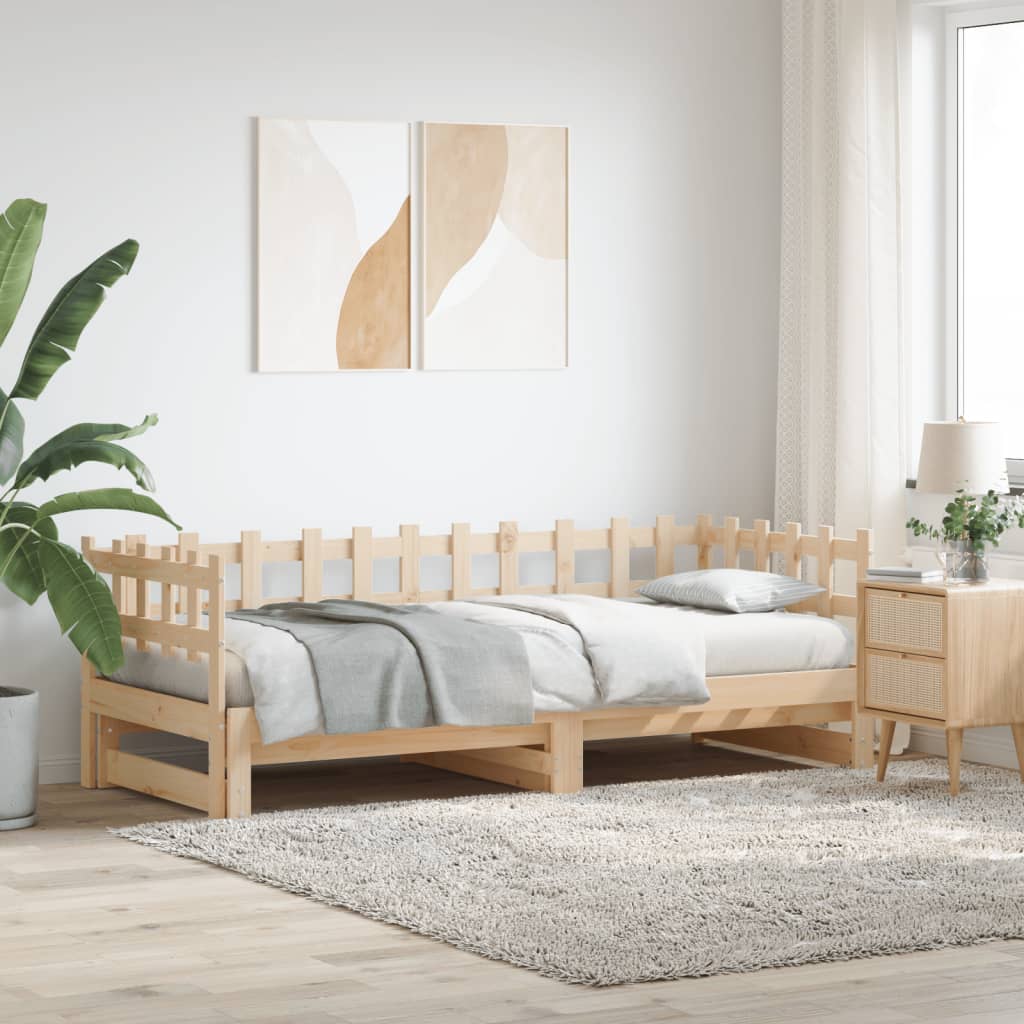 Vetonek Sofá cama extraíble madera maciza de pino 2x(90x200) cm