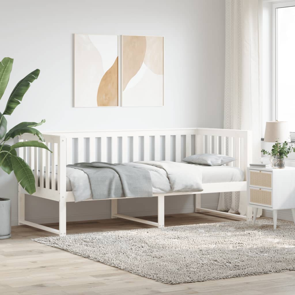 Vetonek Sofá cama sin colchón madera maciza de pino blanco 90x200 cm