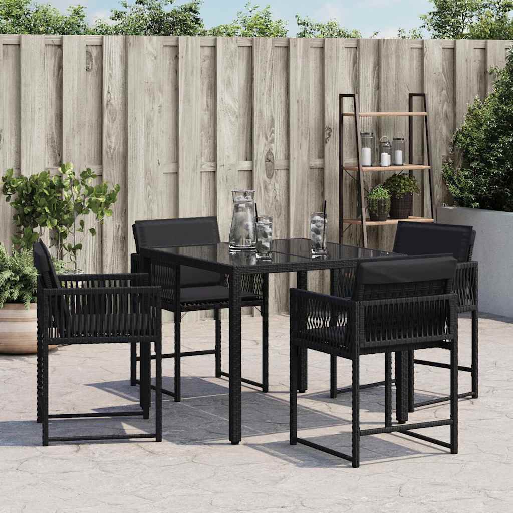 Garden chairs with 4 units Black synthetic rattan