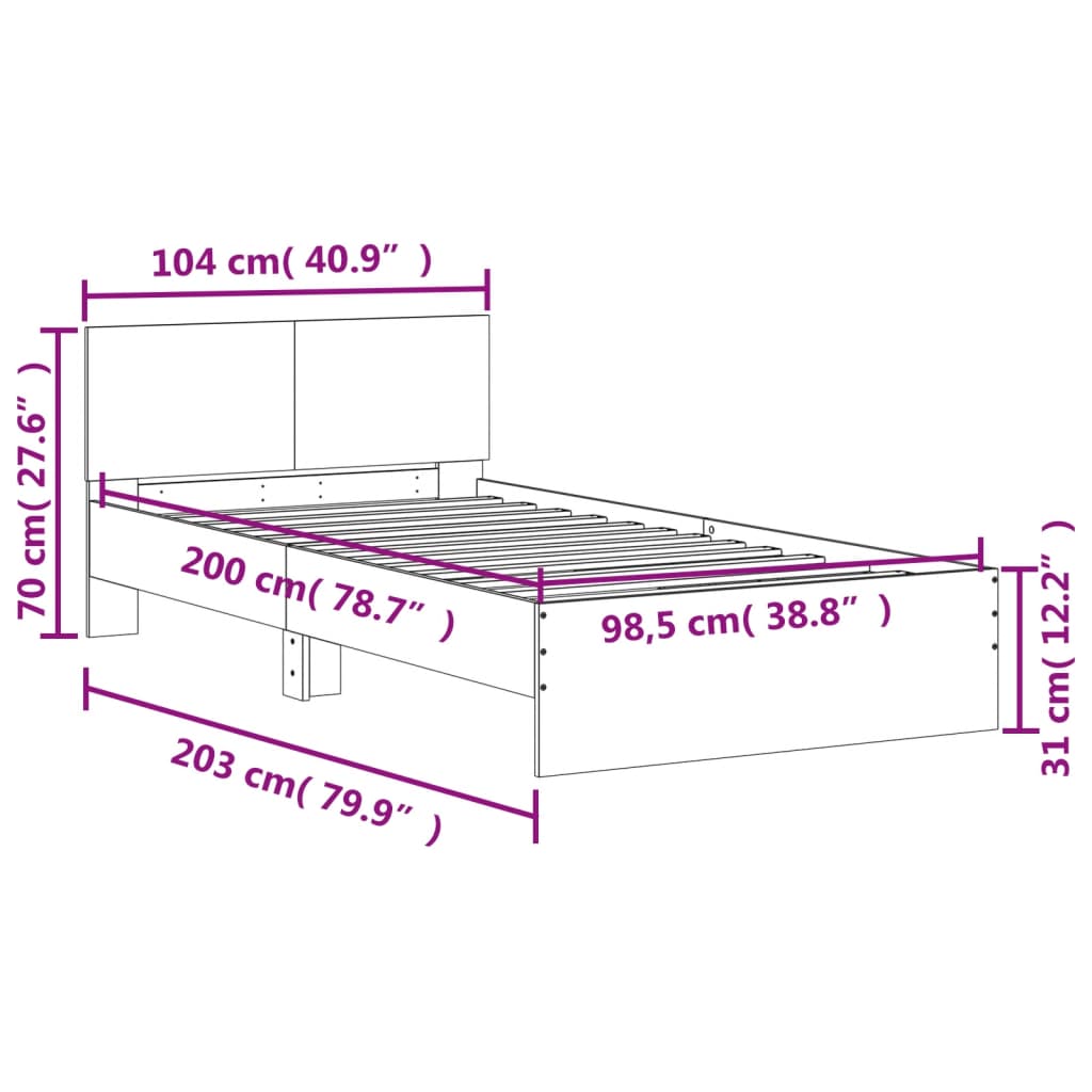 Estructura cama con cabecero madera sintetizada Nexus blanco 100x200cm