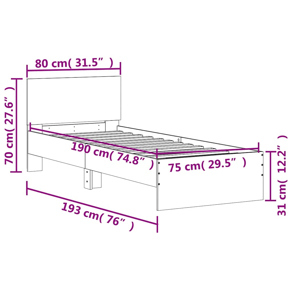 Bed Boot Structure Synthesized Wood Black Nexus 75x190 cm