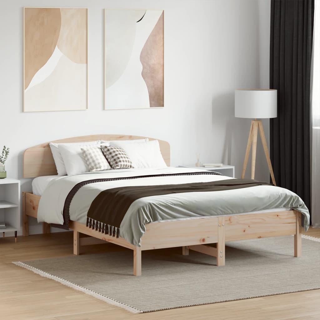 Vetonek Estructura de cama sin colchón madera maciza de pino 135x190 cm