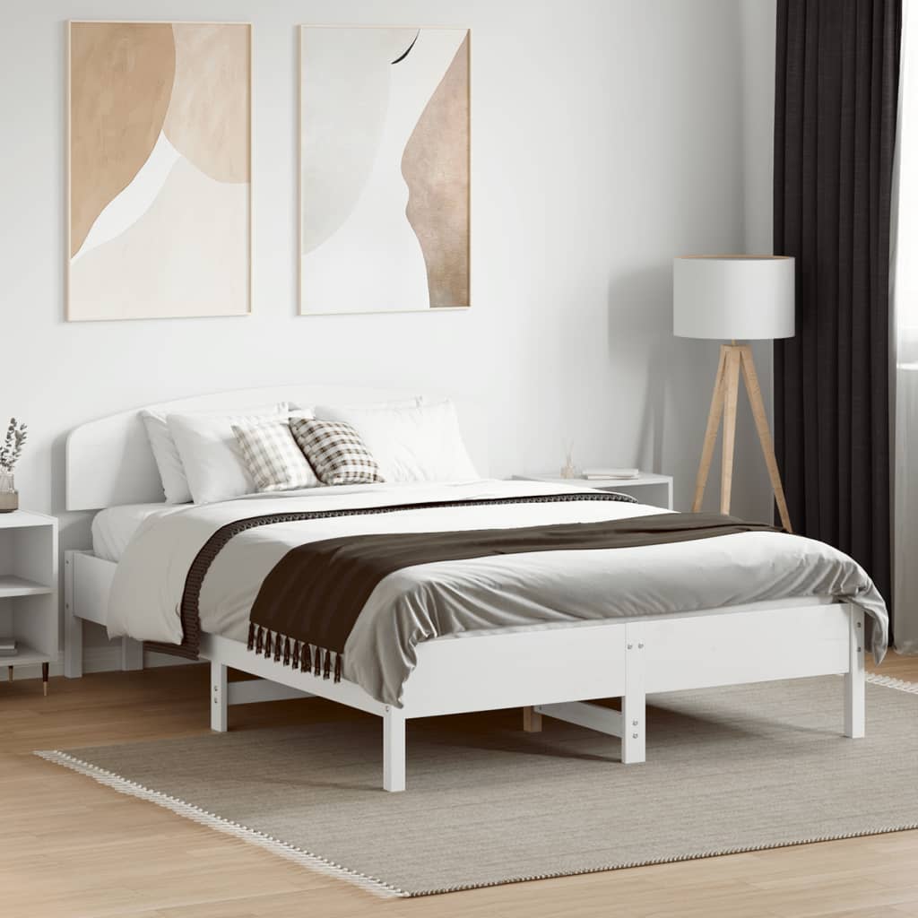 Vetonek Estructura de cama sin colchón madera de pino blanco 135x190 cm