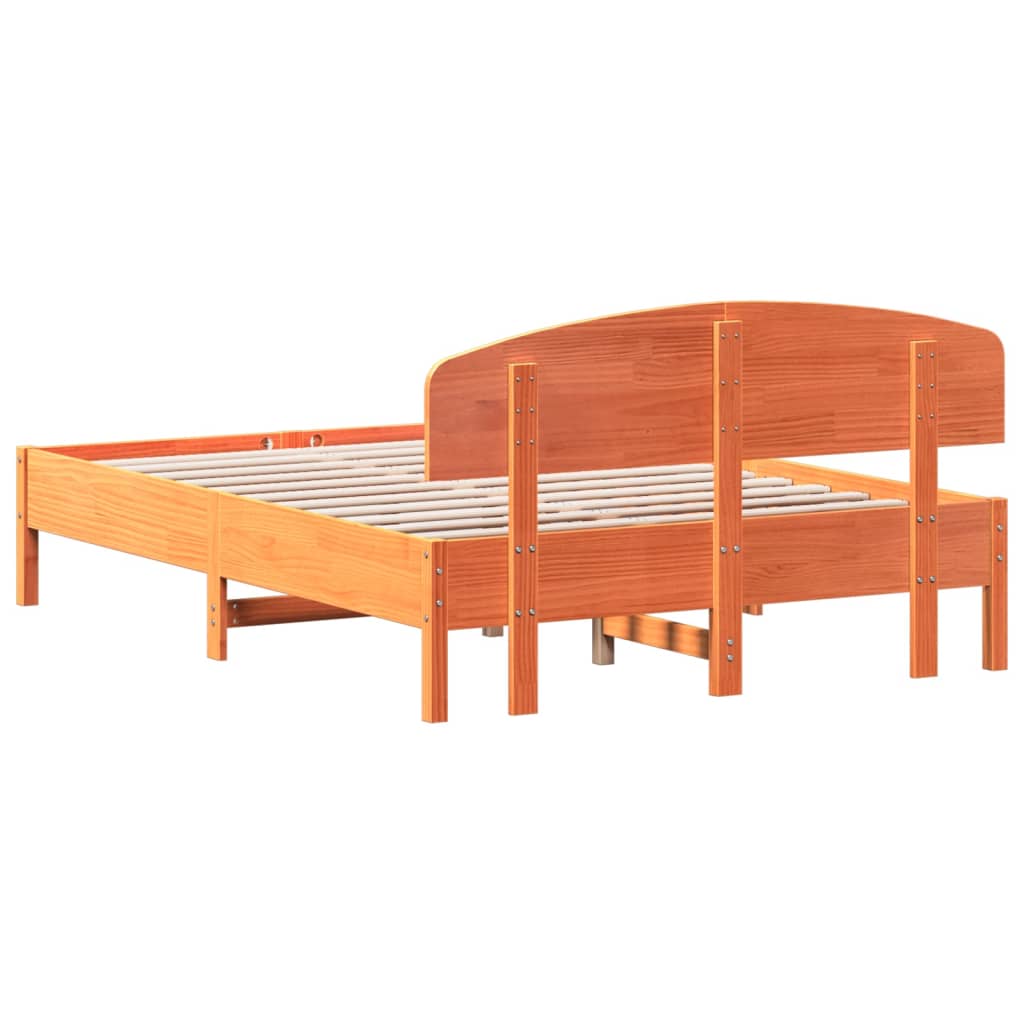 Estructura de cama sin colchón madera maciza marrón 135x190 cm - Vetonek