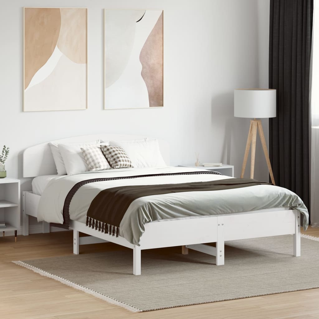 Vetonek Estructura de cama sin colchón madera maciza blanca 120x190 cm