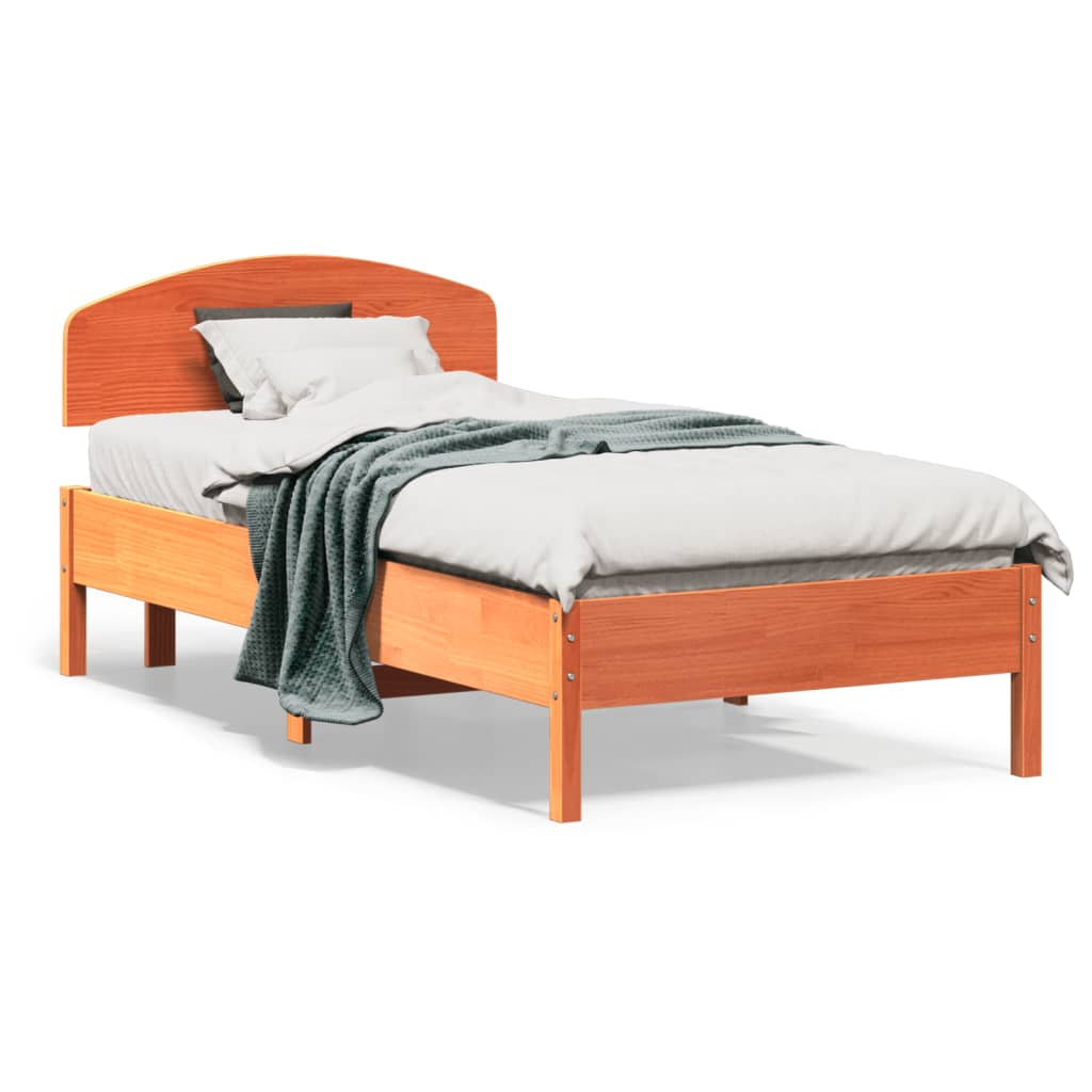 Vetonek Estructura de cama sin colchón madera maciza marrón 90x190 cm