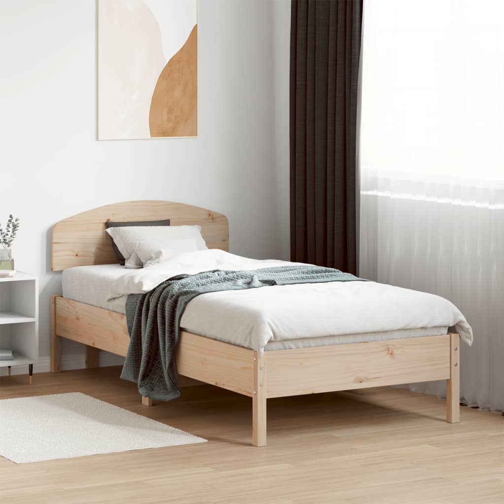 Vetonek Estructura de cama sin colchón madera maciza pino 75x190 cm