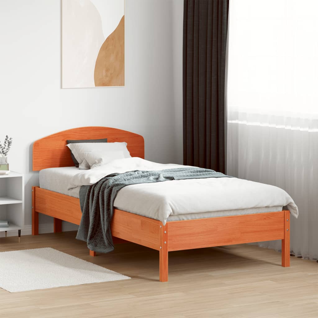 Estructura de cama sin colchón madera maciza marrón 75x190 cm v3538 Vetonek