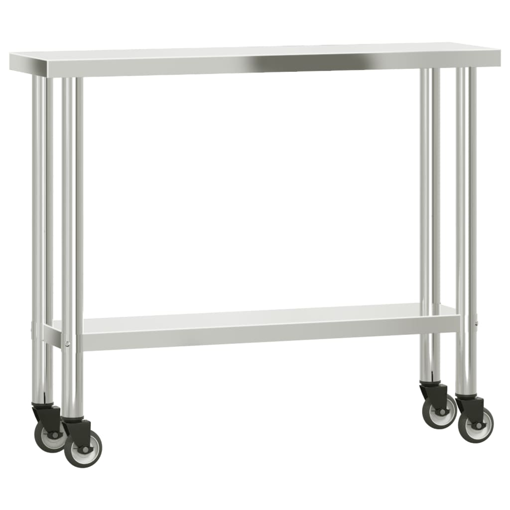 Mesa de trabajo para cocina con estante acero inox 110x30x120cm V97