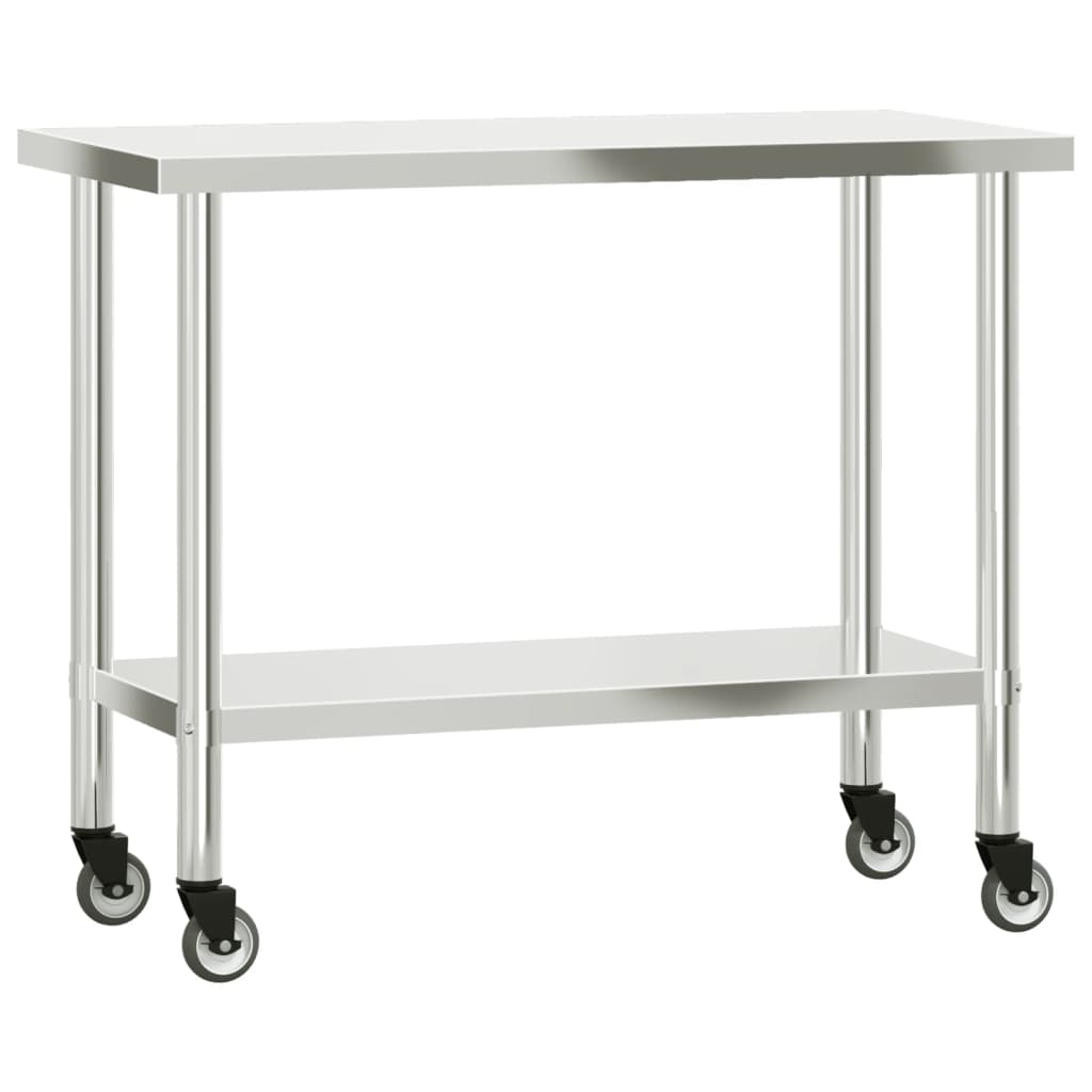 Kitchen work table with stainless steel 110x55x150cm v06